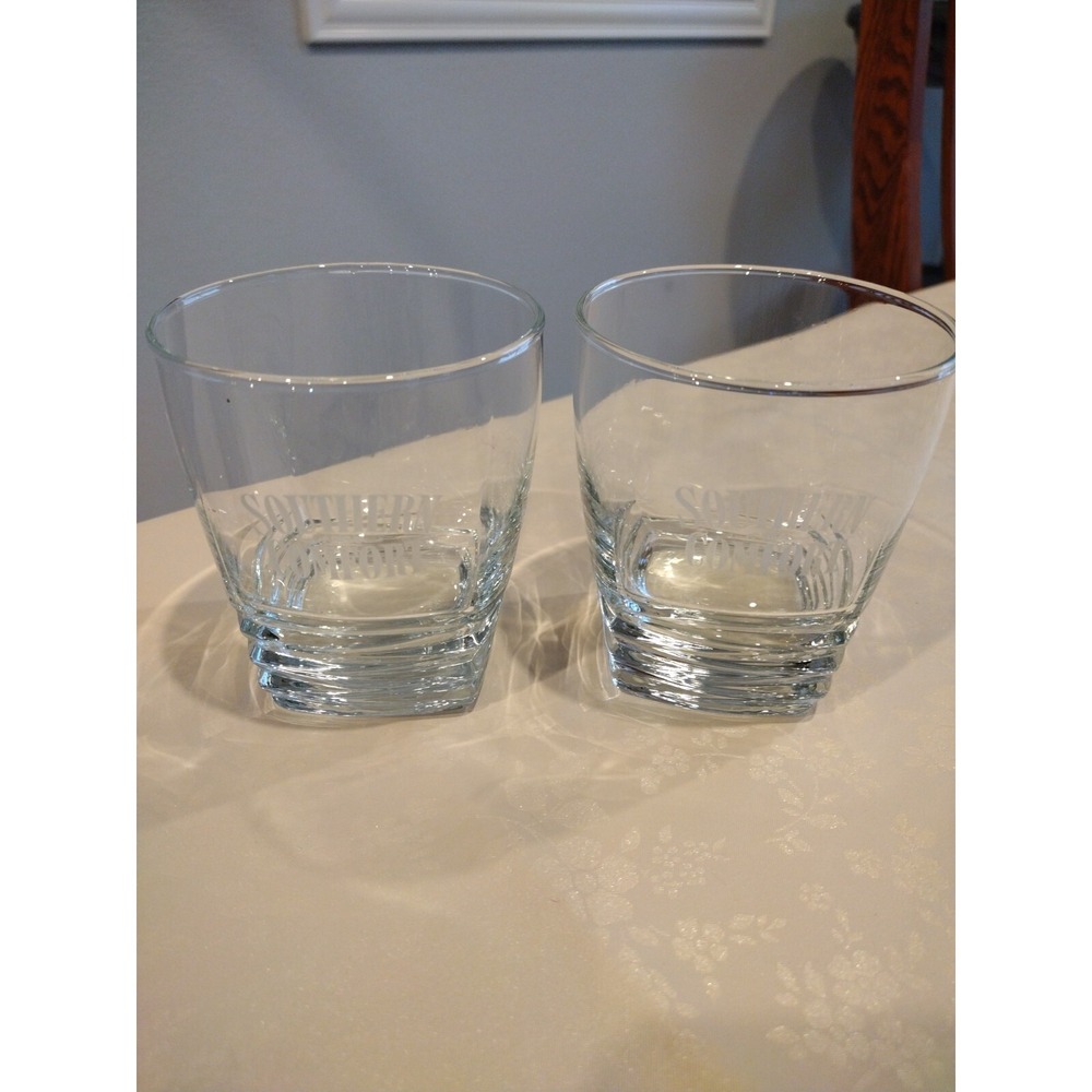 Set Of Two Southern Comfort Embossed Whiskey Cocktail Lowball Glass